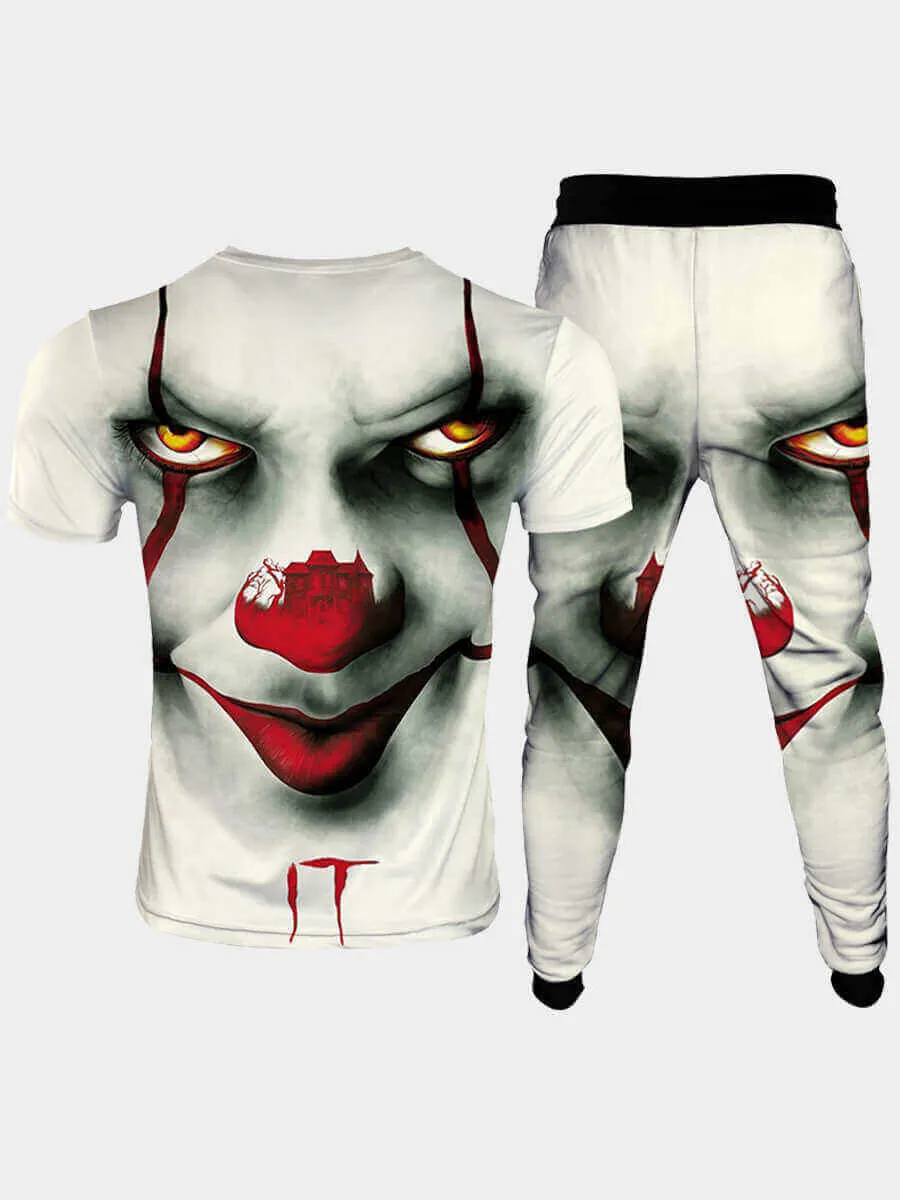 Men's Clown Printed White/Red Pant Set