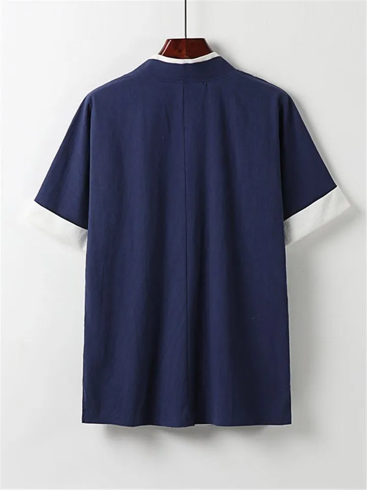 Mens Loose Knitted Personality Short Sleeve Hipster Shirts
