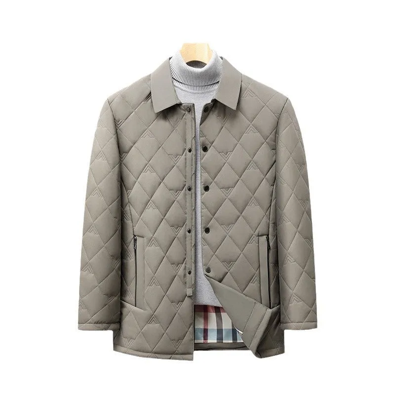 Men's Middle-aged Cotton Padded Thickened Workwear Dad Wear Business Lapel Short