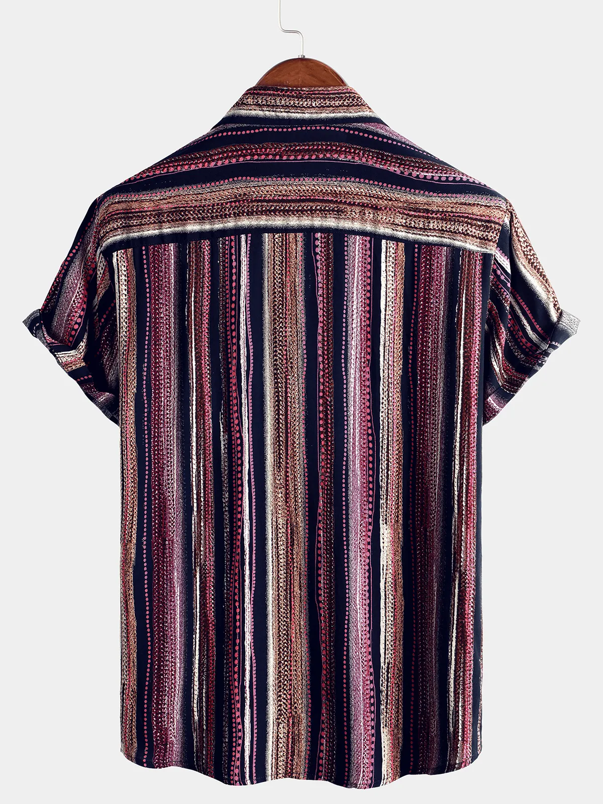 Men's Retro Striped Casual Summer Short Sleeve Shirt