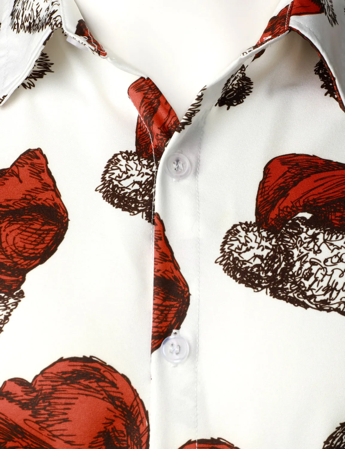 Men's Santa Hat Ugly Christmas Print Short Sleeve Shirt