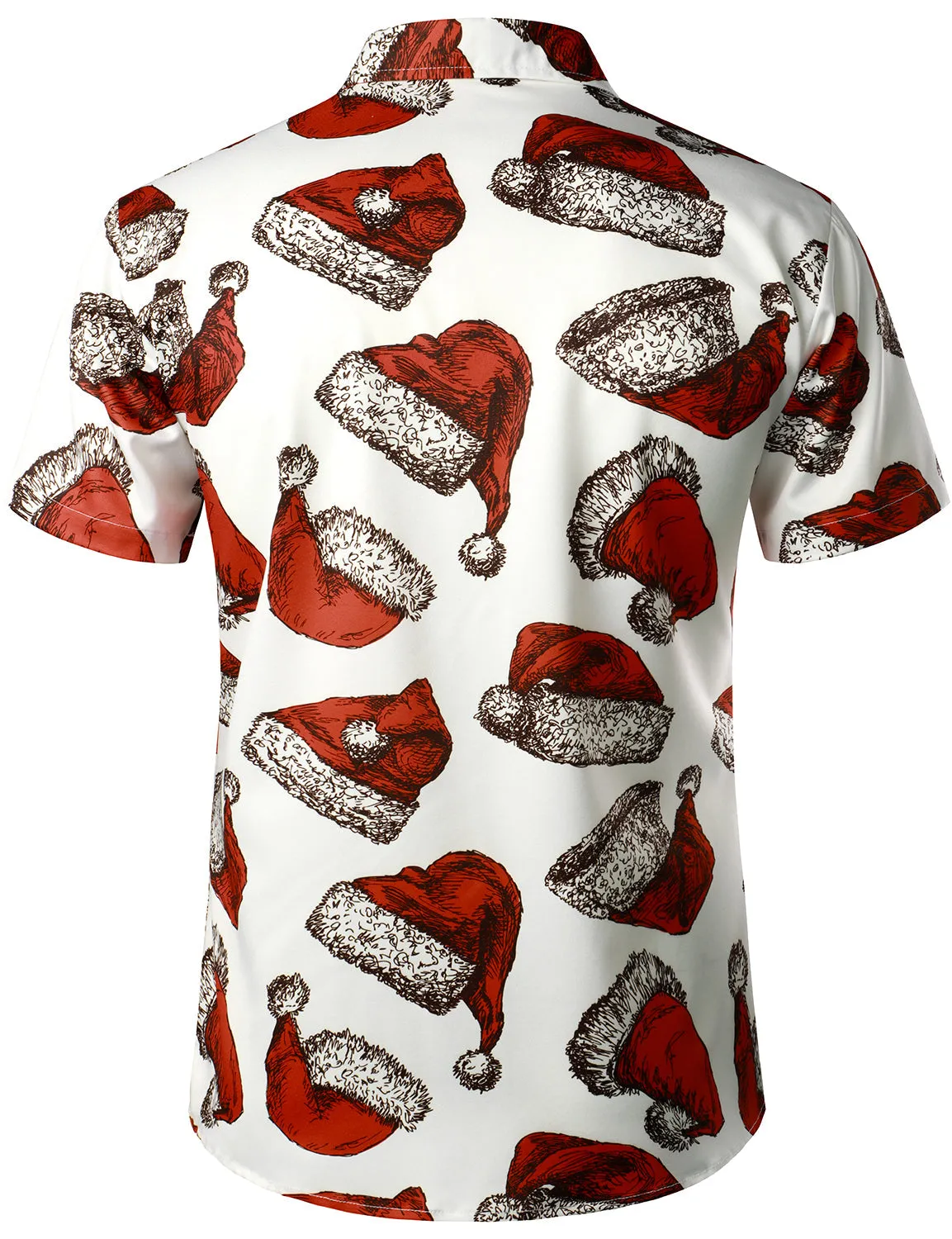 Men's Santa Hat Ugly Christmas Print Short Sleeve Shirt