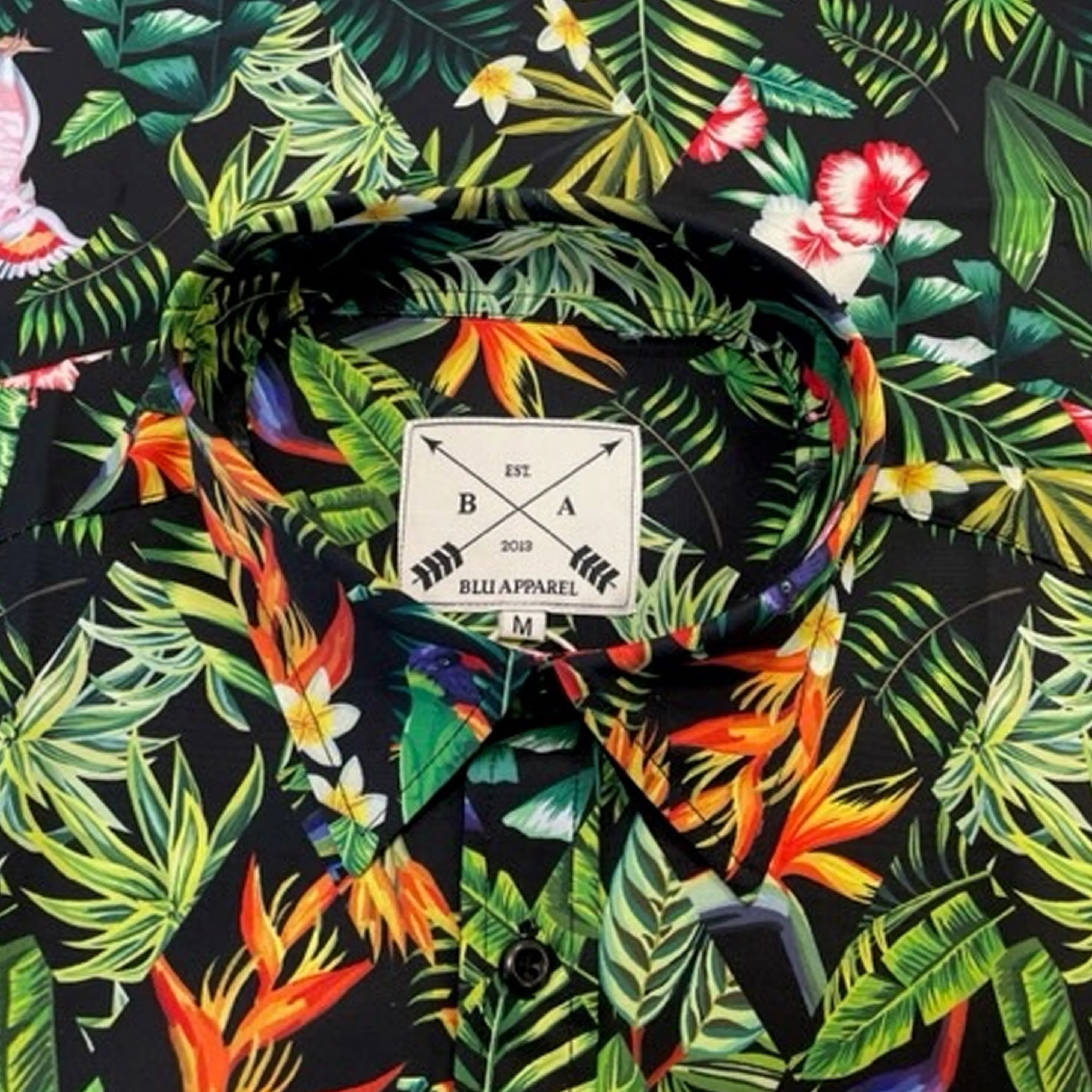 Men's Short Sleeve Hawaiian Shirt - Tropical Leaf