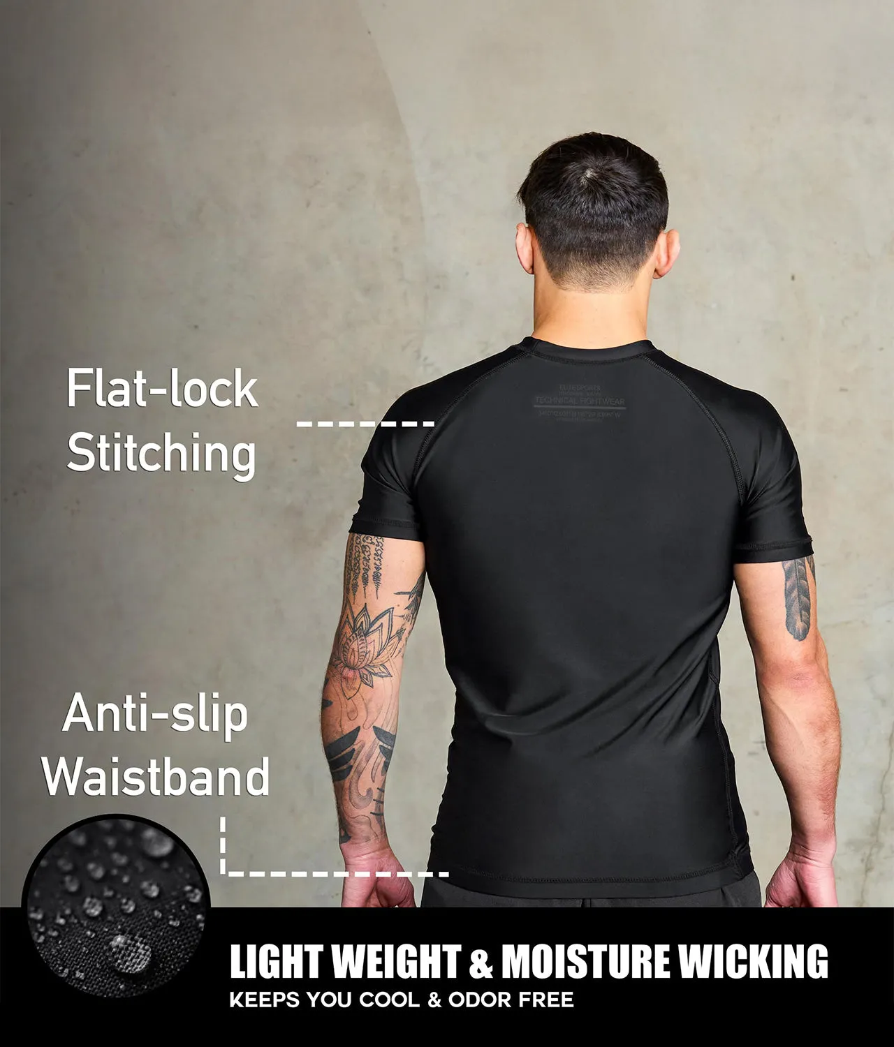 Men's Standard Black Short Sleeve Training Rash Guard