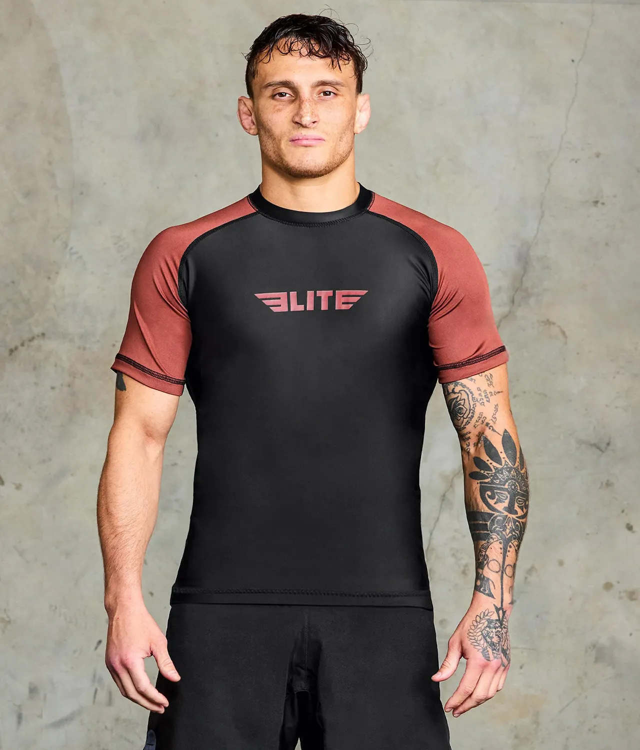 Men's Standard Brown Short Sleeve Muay Thai Rash Guard