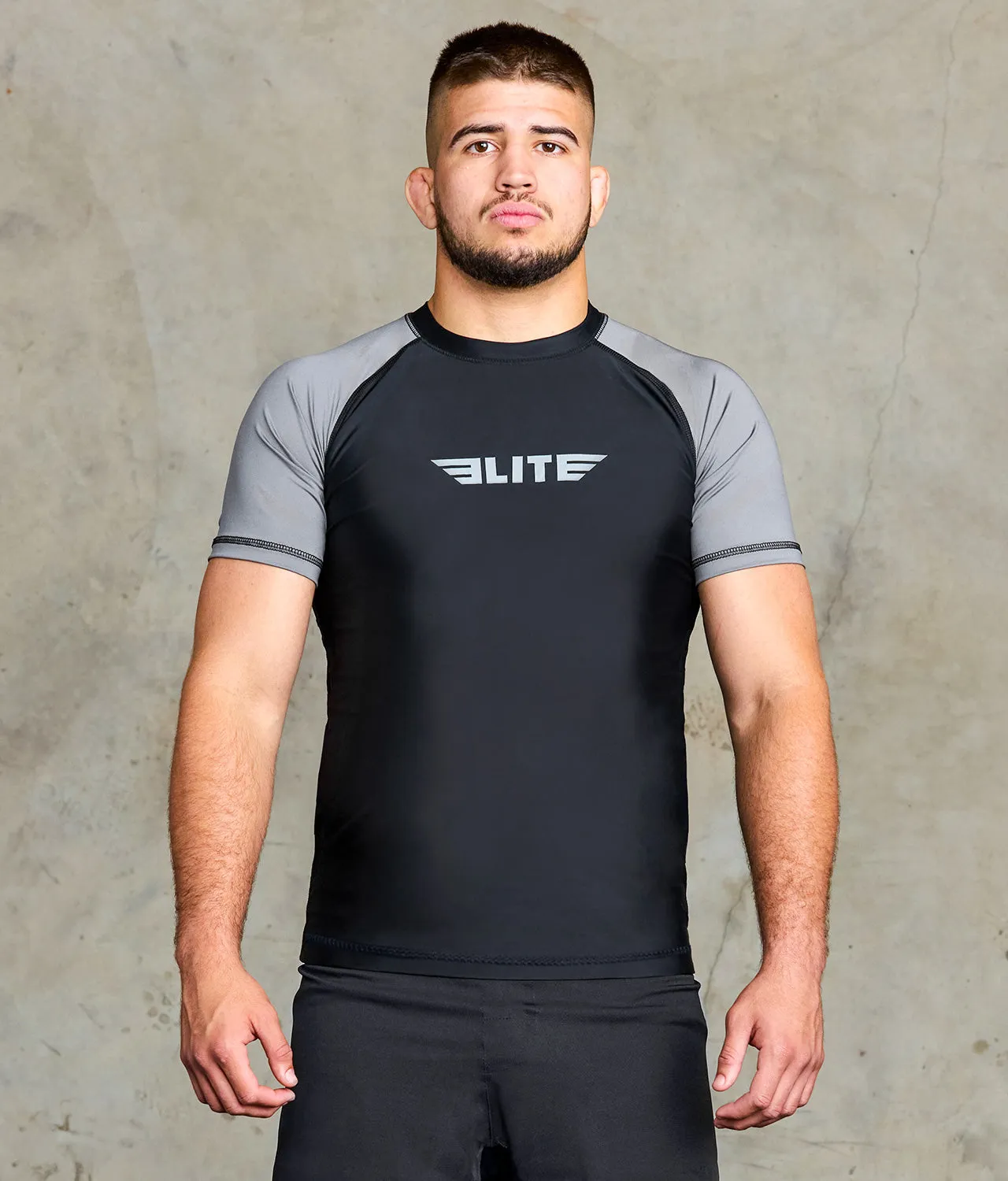 Men's Standard Gray Short Sleeve No-Gi BJJ Rash Guard