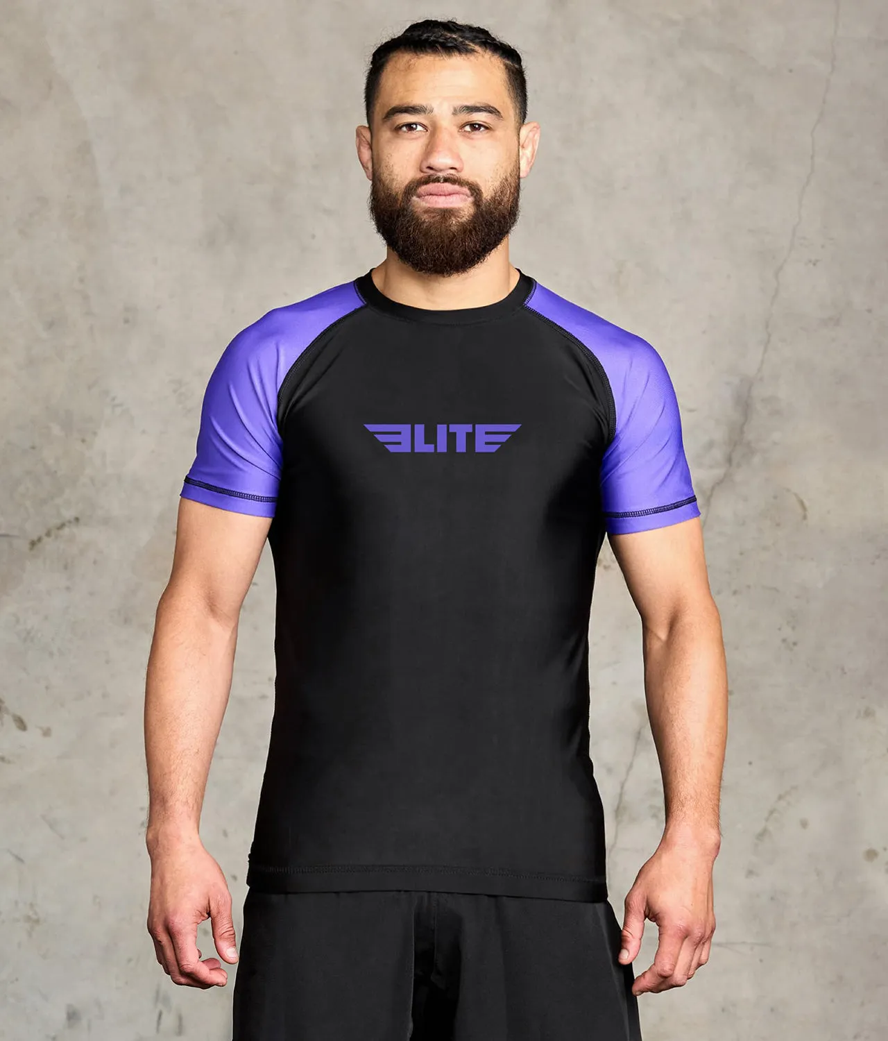 Men's Standard Purple Short Sleeve MMA Rash Guard