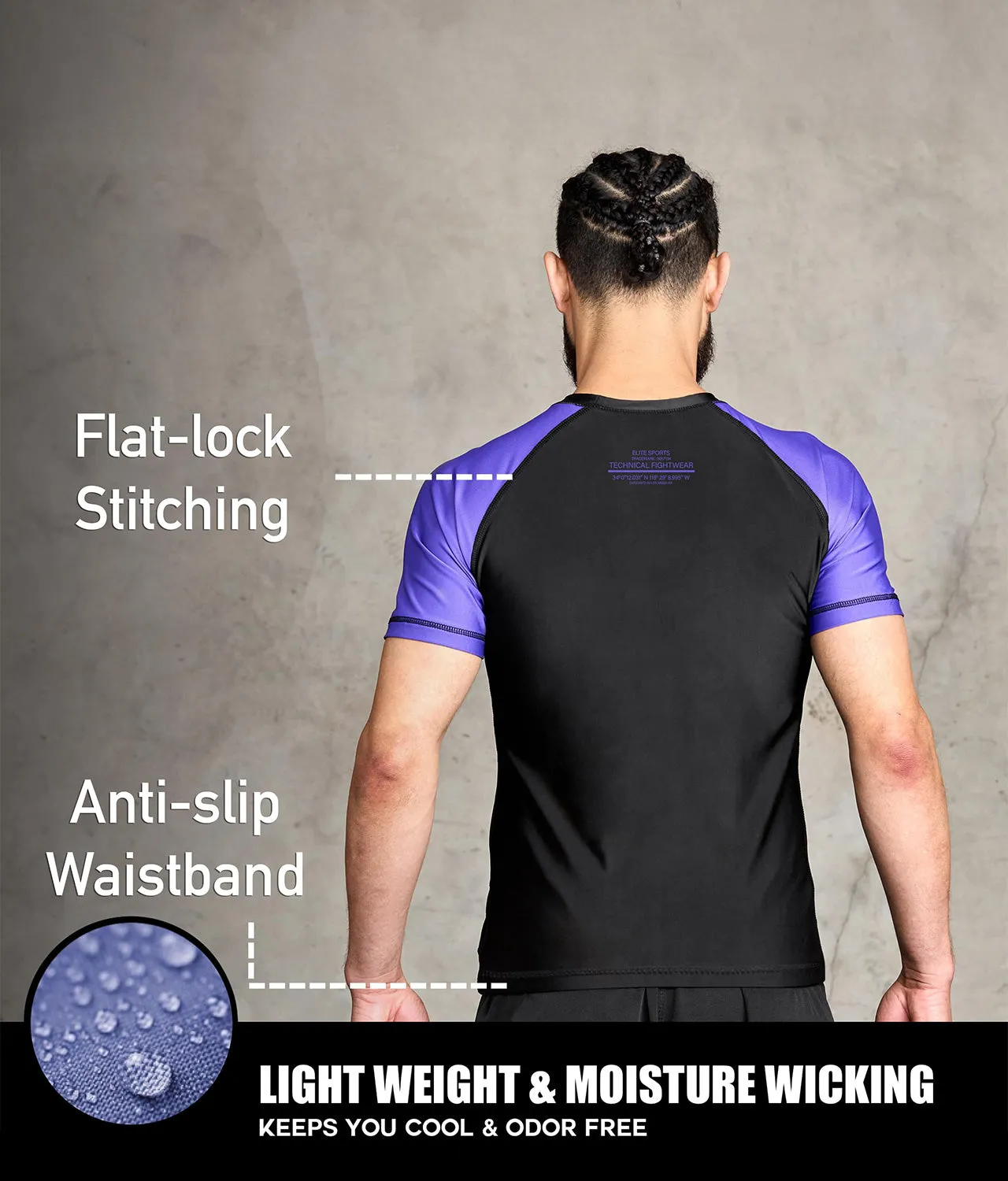 Men's Standard Purple Short Sleeve MMA Rash Guard