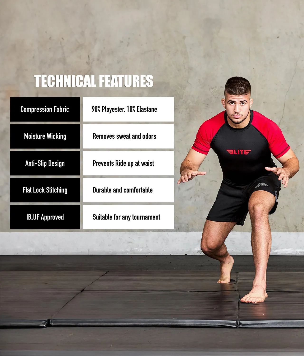 Men's Standard Red Short Sleeve Training Rash Guard