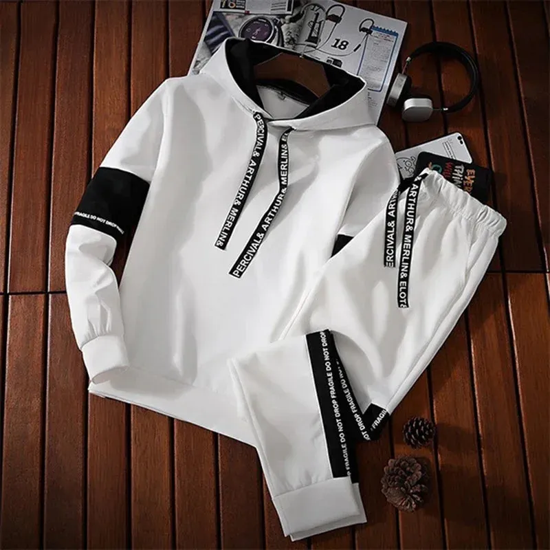 Men's Sweatshirt and Trousers Set - Pullover Hoodie and Jogger Pants Tracksuit