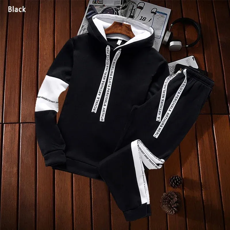 Men's Sweatshirt and Trousers Set - Pullover Hoodie and Jogger Pants Tracksuit