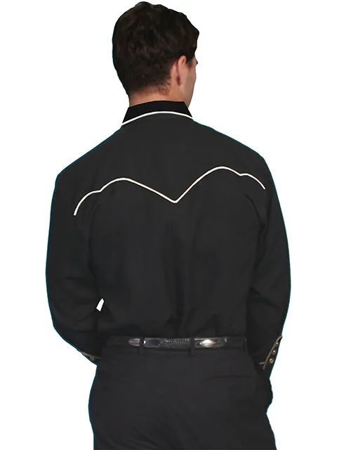 Men's Vintage Western Shirt Collection: Scully Black & Cream