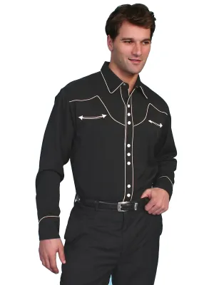 Men's Vintage Western Shirt Collection: Scully Black & Cream