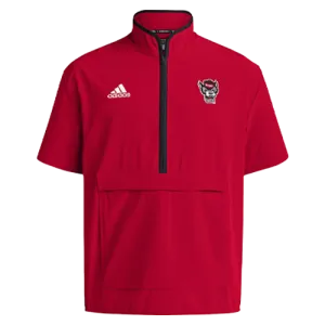 NC State Wolfpack Adidas Red Short Sleeve 1/4 Zip Woven Jacket