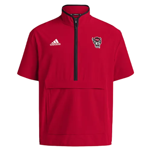 NC State Wolfpack Adidas Red Short Sleeve 1/4 Zip Woven Jacket