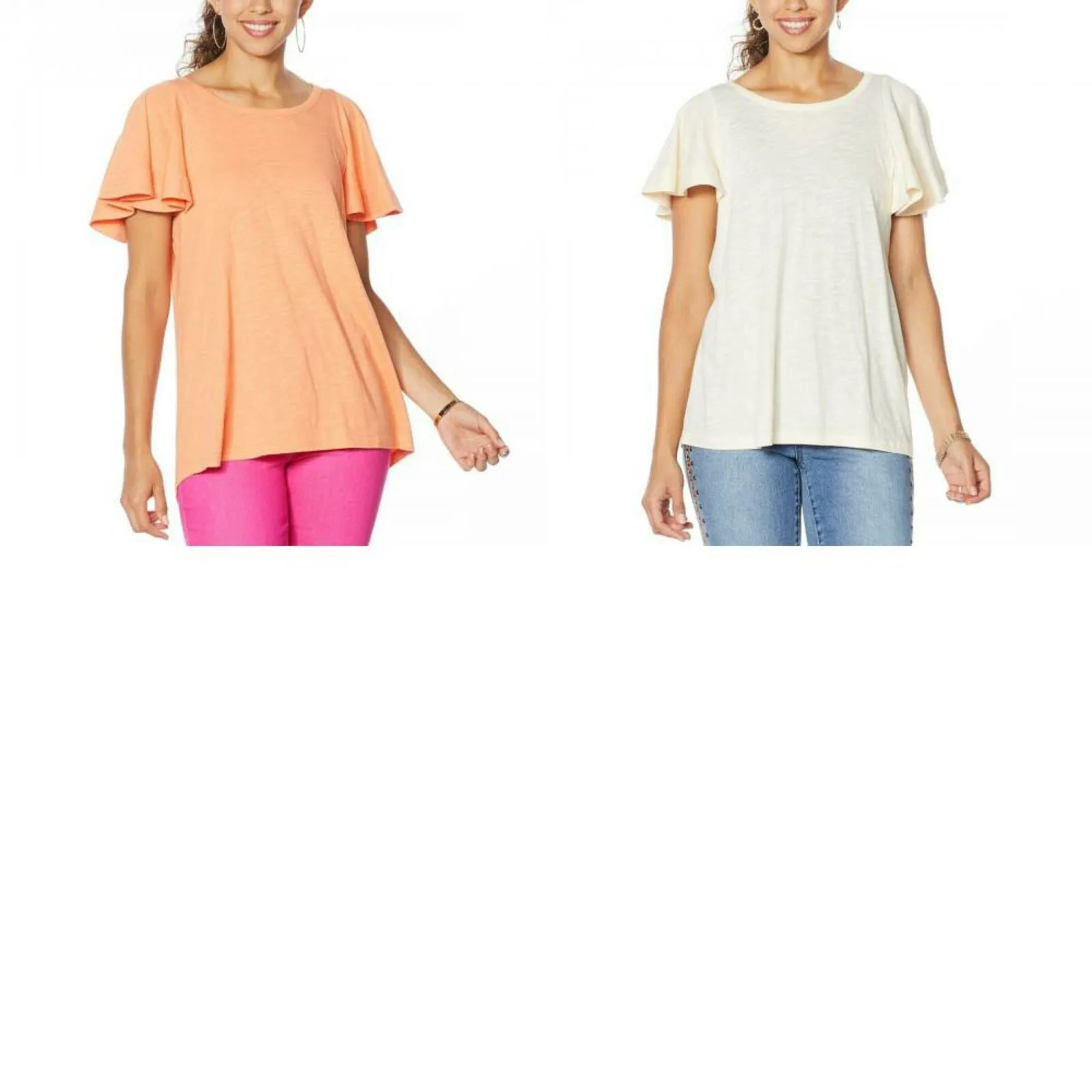 NWT DG2 by Diane Gilman Women's Flutter-Sleeve T-Shirt Large