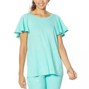 NWT DG2 by Diane Gilman Women's Flutter-Sleeve T-Shirt Large