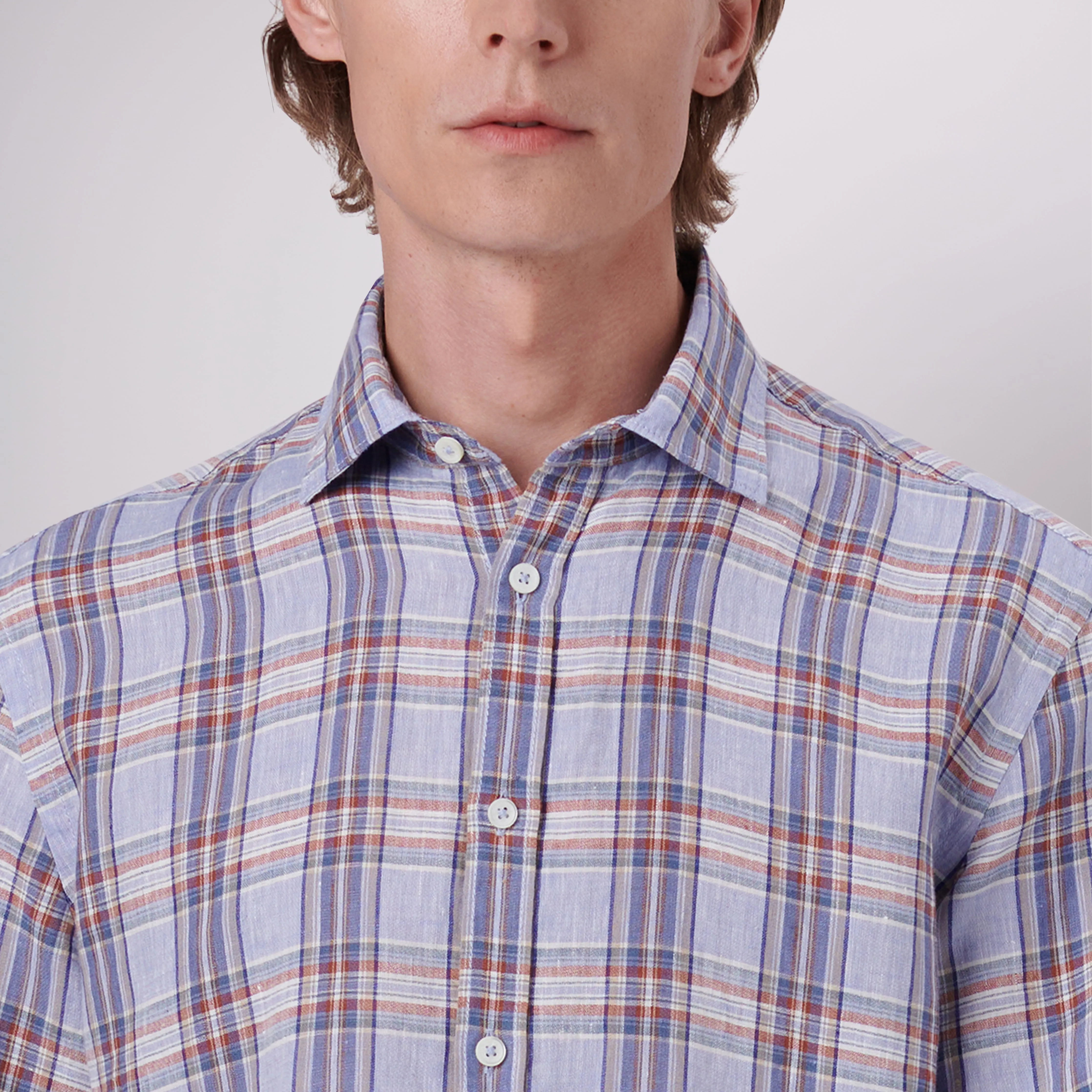 Orson Plaid Check Short Sleeve Linen Shirt