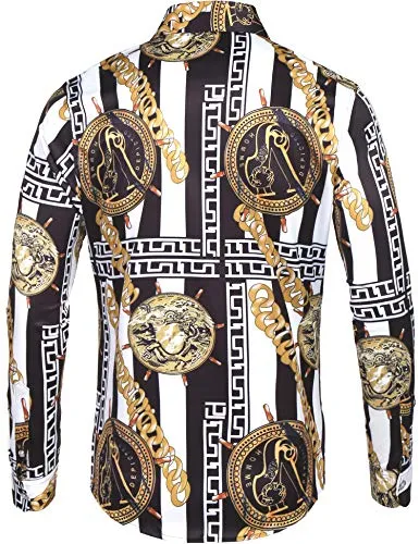 Pacinoble Mens Fashion Long Sleeve Street Wear Unique Revel Modern Birthday Polyester Luxury Graphic Print Button up Shirts (White M) at Amazon Menâs Clothing store: