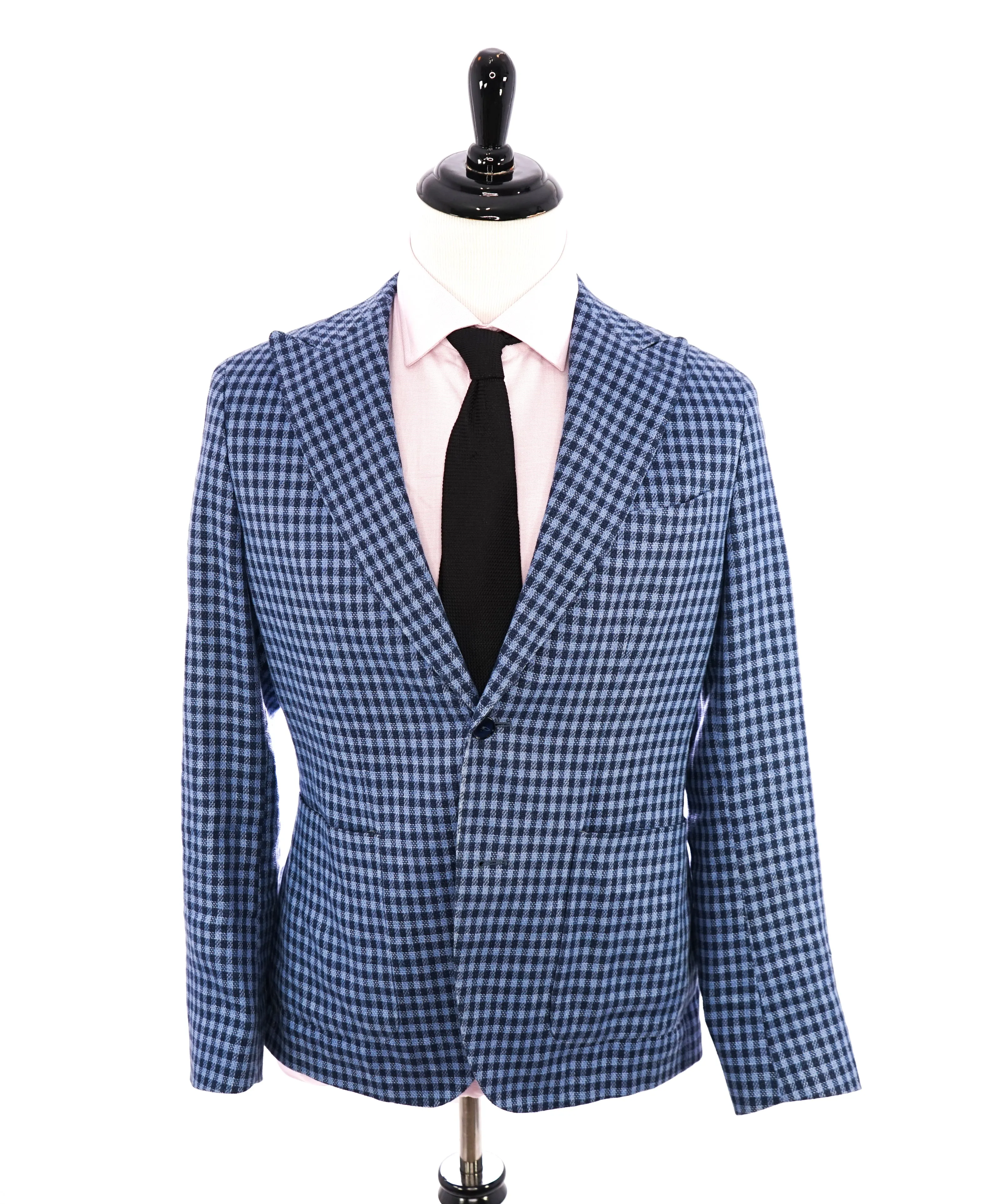 PAOLONI - TOM FORD STYLE - Wide Peak Lapel Plaid Linen Blazer - 40R