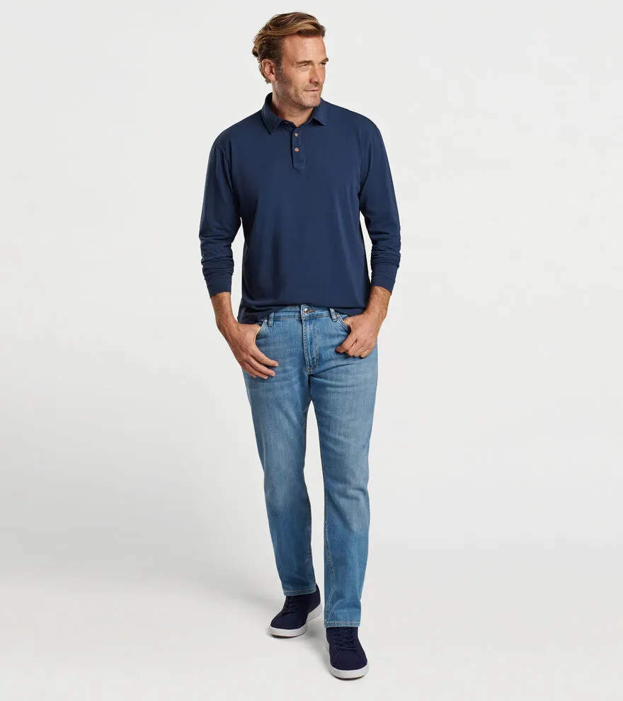 Peter Millar - Lava Wash Long Sleeve Polo - Navy