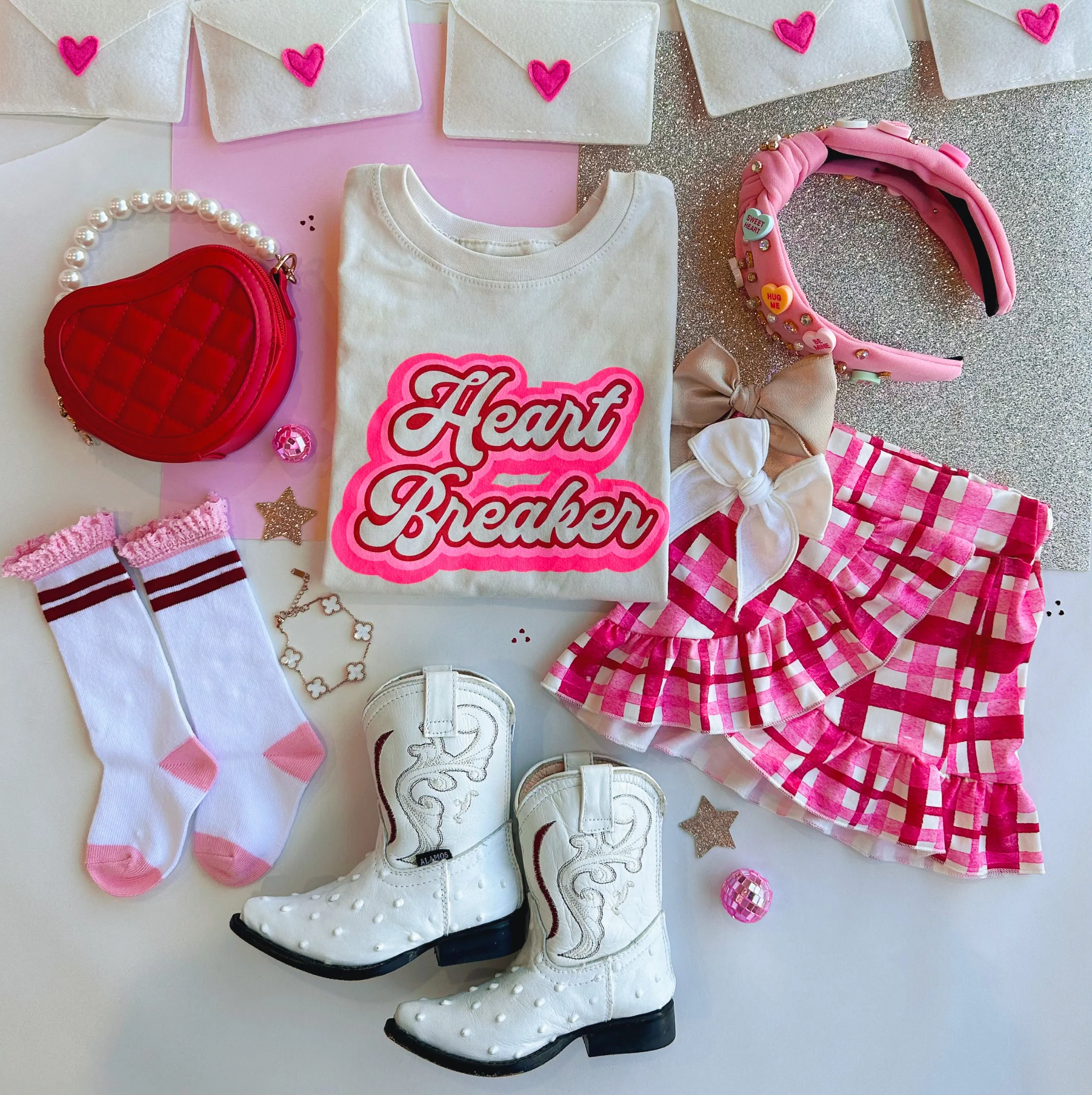 pink plaid crossover skirt