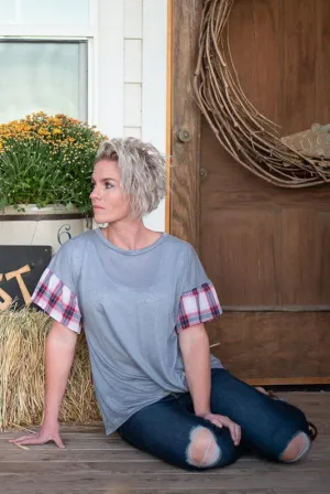 Plaid Bell Sleeve Tee