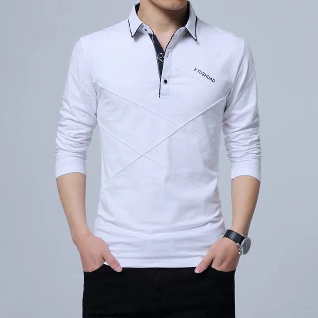 Polo Shirt Collar Men Plus Size 3XL 4XL 5XL Autumn Button Brand Men Polo Shirt Long Sleeve Casual Male Shirts