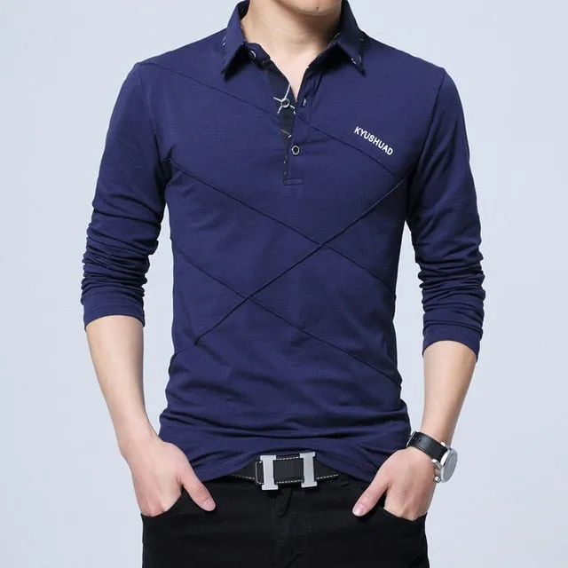 Polo Shirt Collar Men Plus Size 3XL 4XL 5XL Autumn Button Brand Men Polo Shirt Long Sleeve Casual Male Shirts