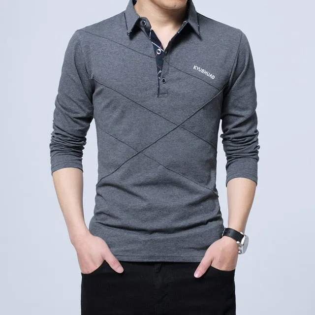 Polo Shirt Collar Men Plus Size 3XL 4XL 5XL Autumn Button Brand Men Polo Shirt Long Sleeve Casual Male Shirts