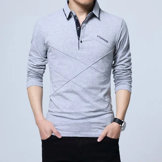 Polo Shirt Collar Men Plus Size 3XL 4XL 5XL Autumn Button Brand Men Polo Shirt Long Sleeve Casual Male Shirts
