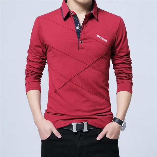Polo Shirt Collar Men Plus Size 3XL 4XL 5XL Autumn Button Brand Men Polo Shirt Long Sleeve Casual Male Shirts