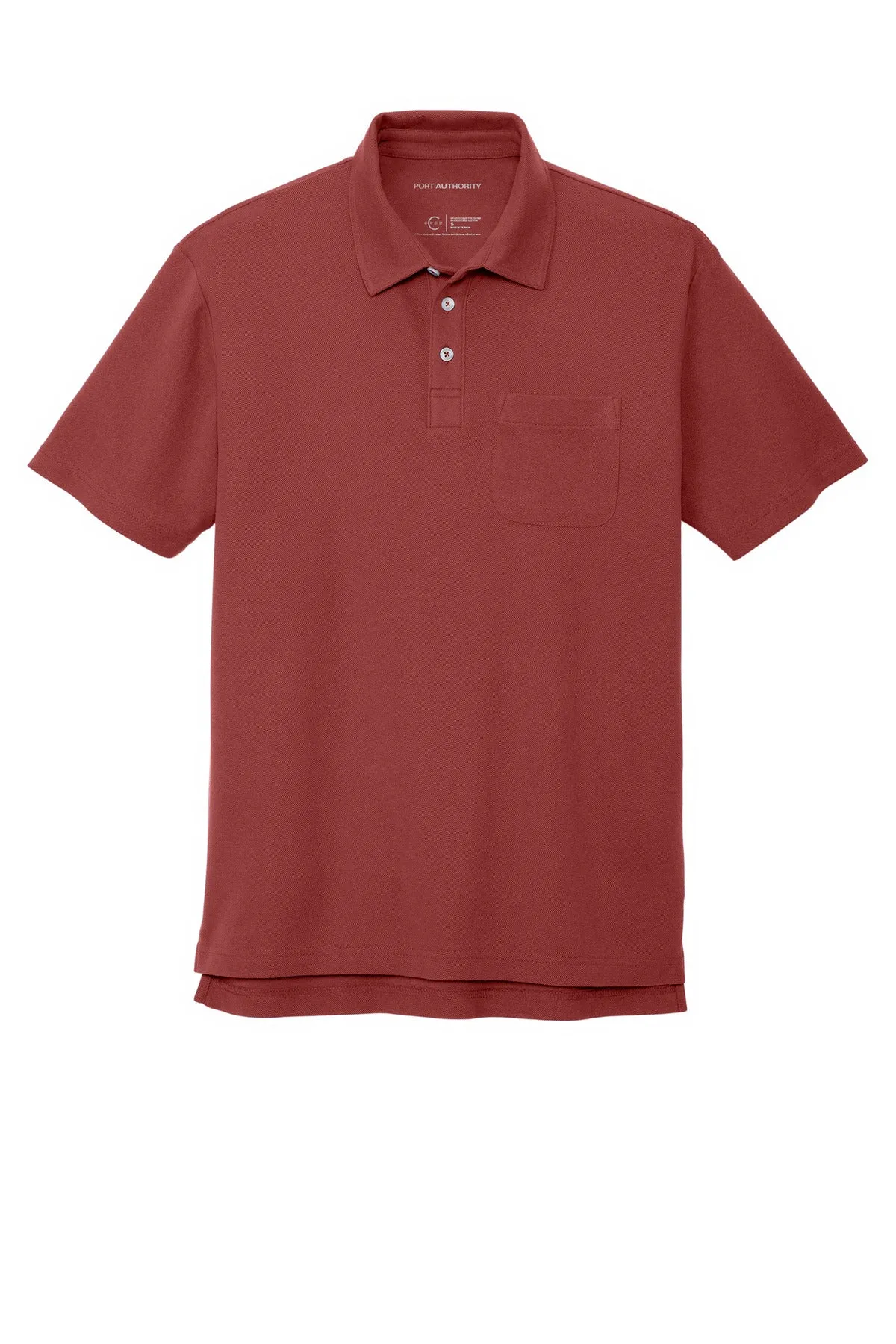 Port Authority C-FREE Cotton Blend Pique Pocket Polo K868 Garnet