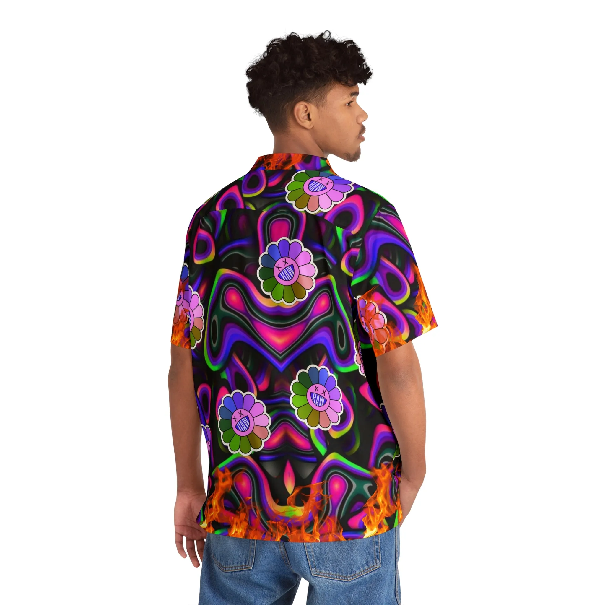 RAW SUSHI "TRIPPY FLOWER WORLD" Hawaiian Shirt - Casual