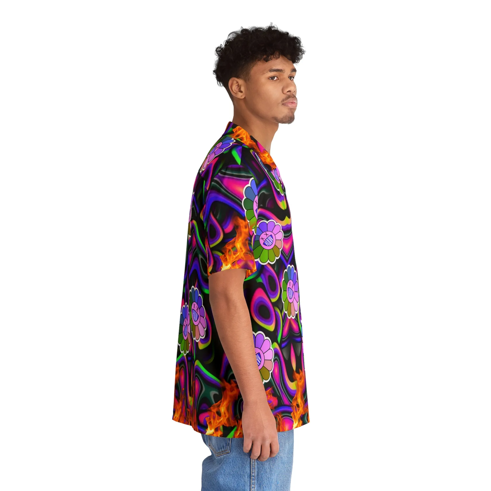 RAW SUSHI "TRIPPY FLOWER WORLD" Hawaiian Shirt - Casual