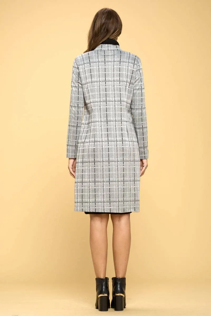 Renee C. Plaid Open Front Coat With Collar