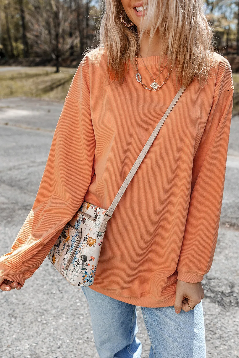 Ribbed Corduroy Oversized Sweatshirt