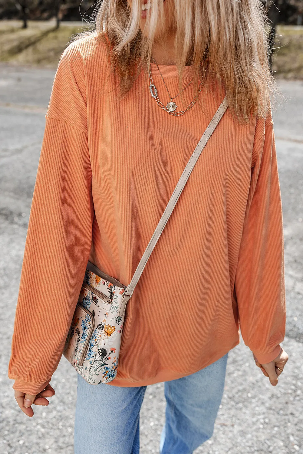 Ribbed Corduroy Oversized Sweatshirt