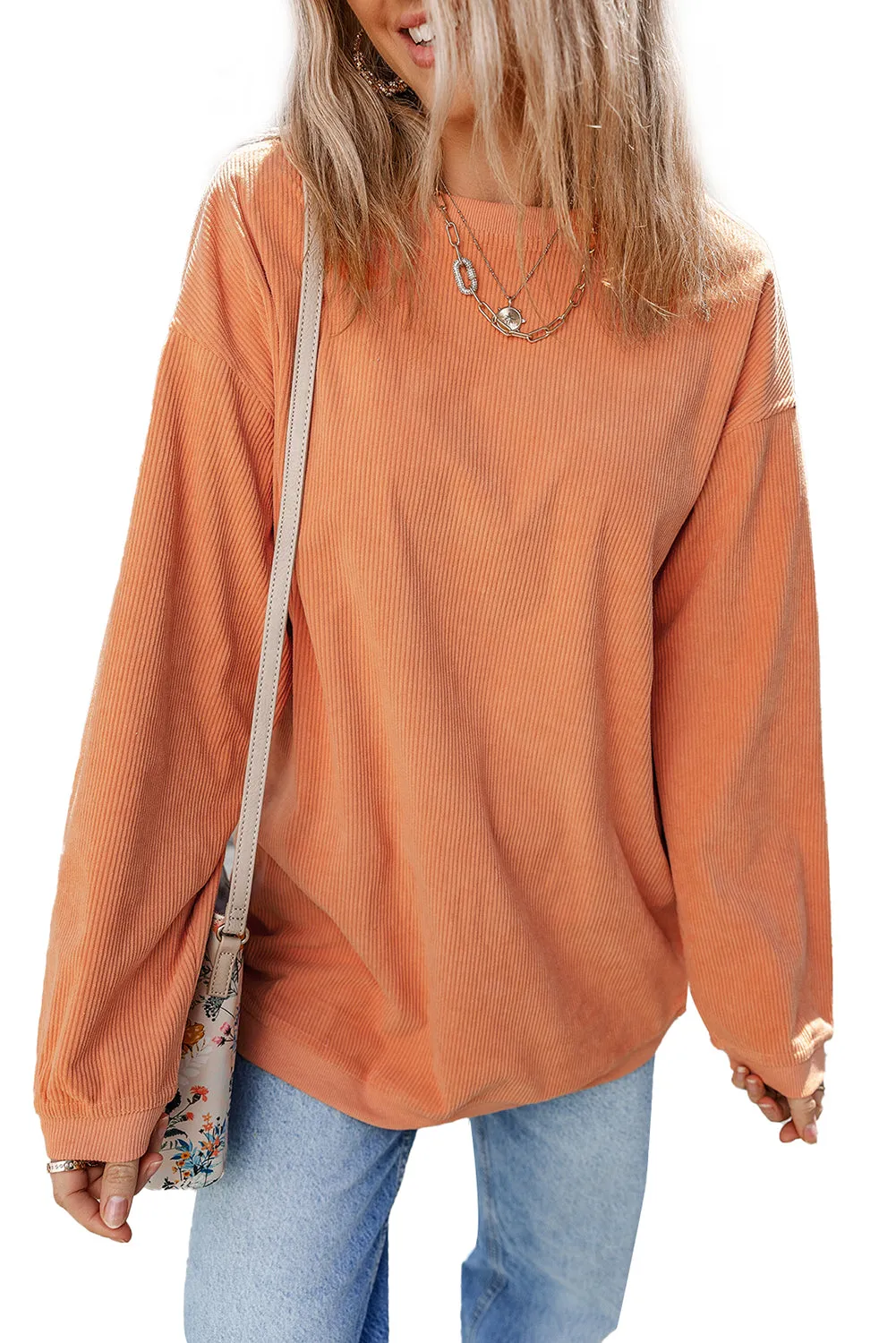 Ribbed Corduroy Oversized Sweatshirt