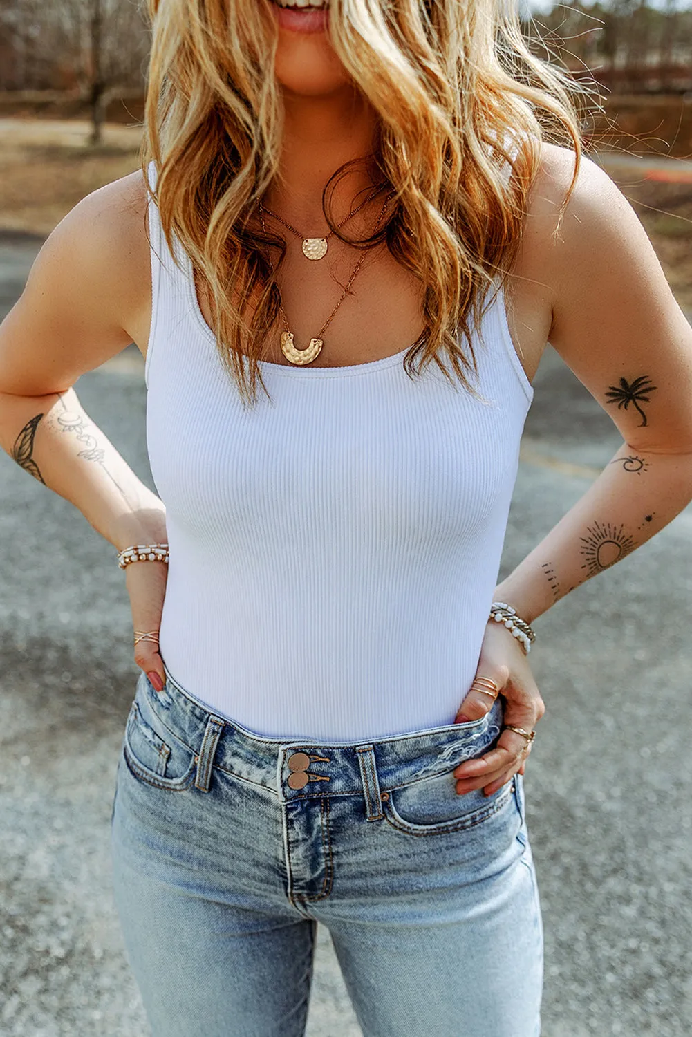 Ribbed Knit Sleeveless Bodysuit