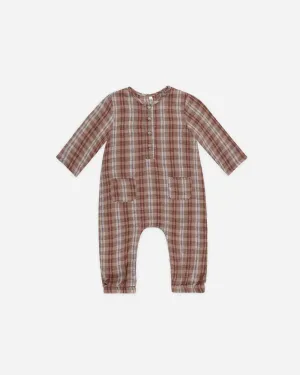 SALE - RYLEE & CRU LONG SLEEVE WOVEN JUMPSUIT || AUTUMN PLAID
