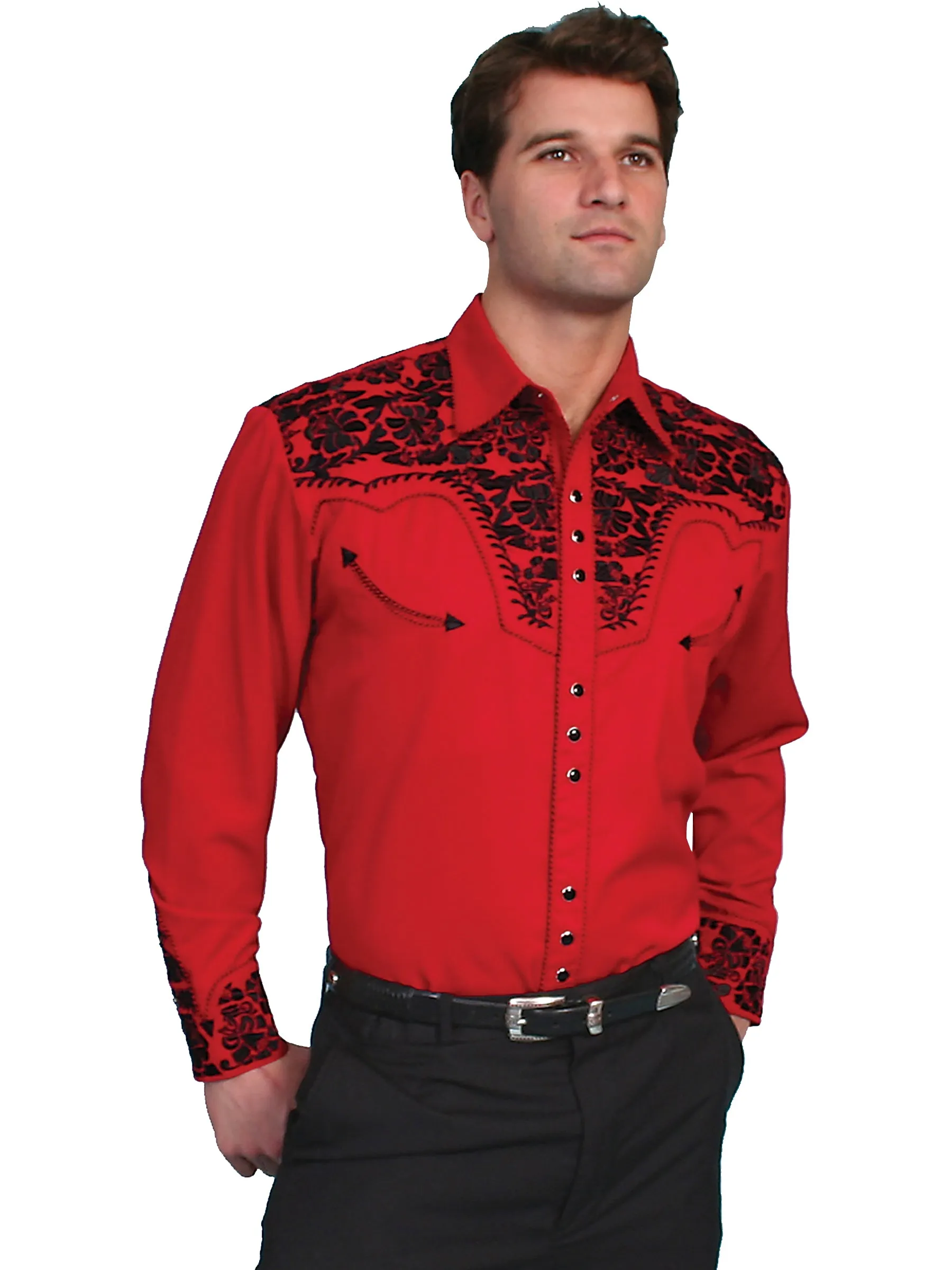 Shirt, Embroidered Western, Multiple Color Options, Style P-634