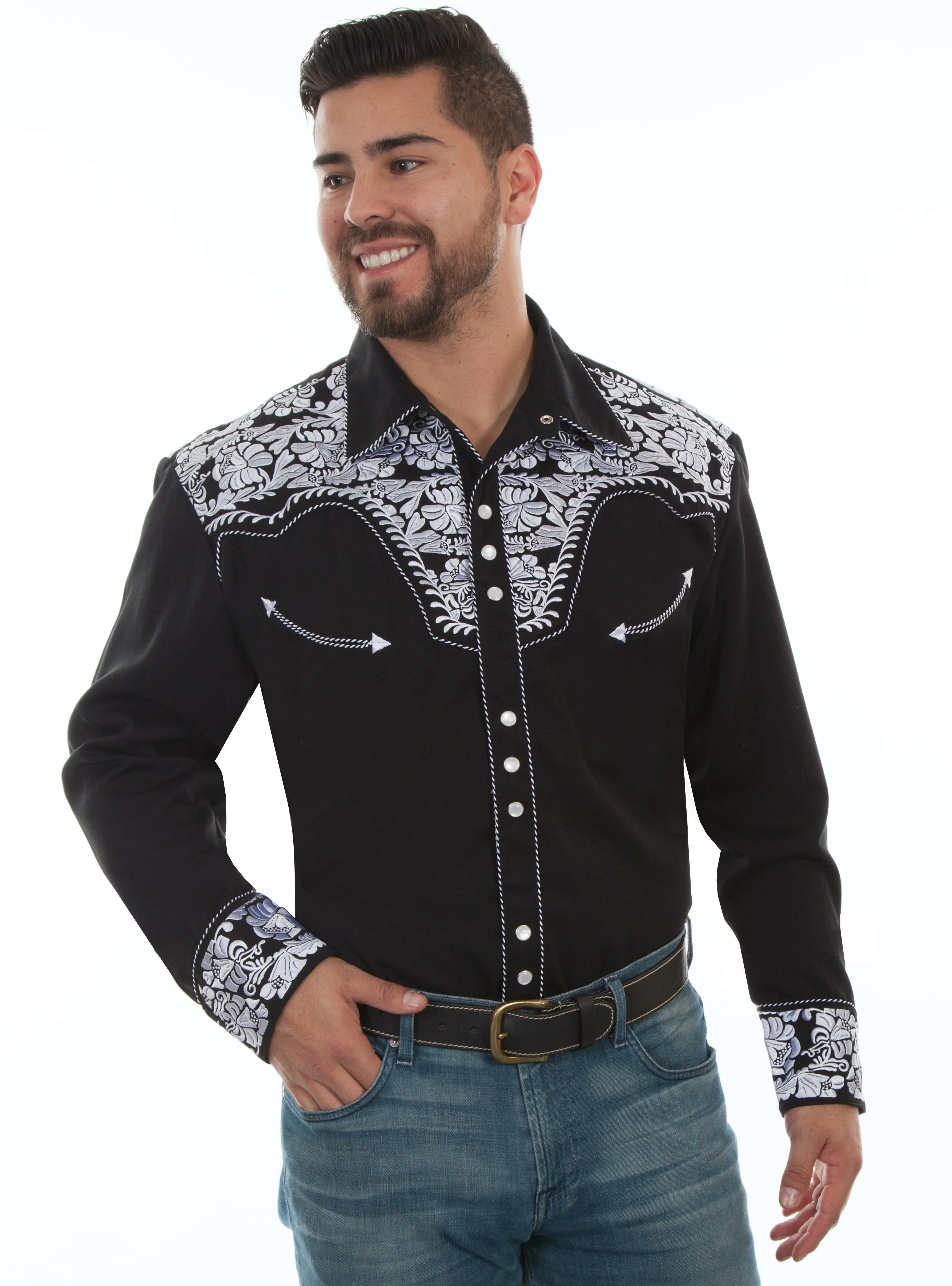 Shirt, Embroidered Western, Multiple Color Options, Style P-634