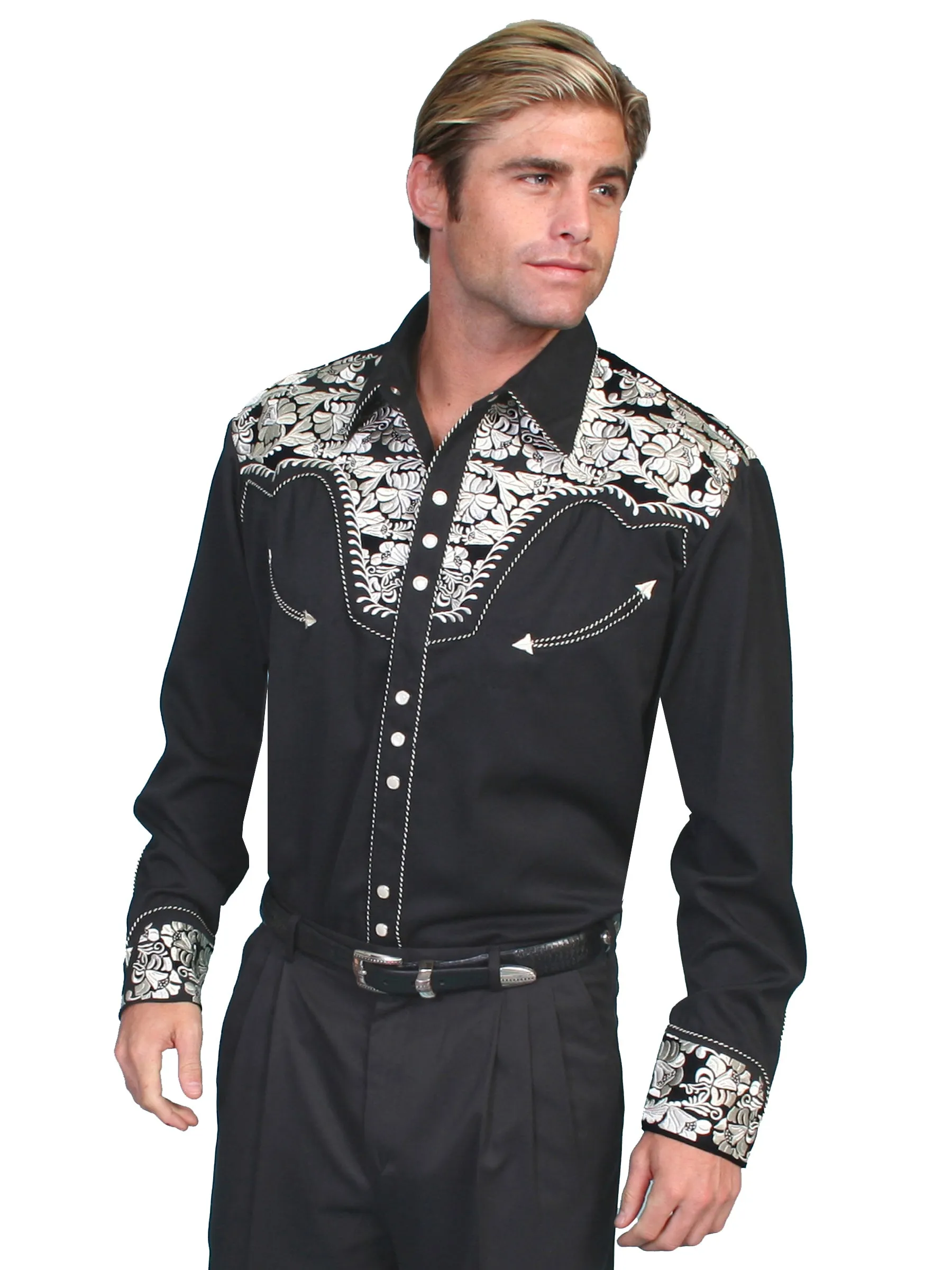 Shirt, Embroidered Western, Multiple Color Options, Style P-634