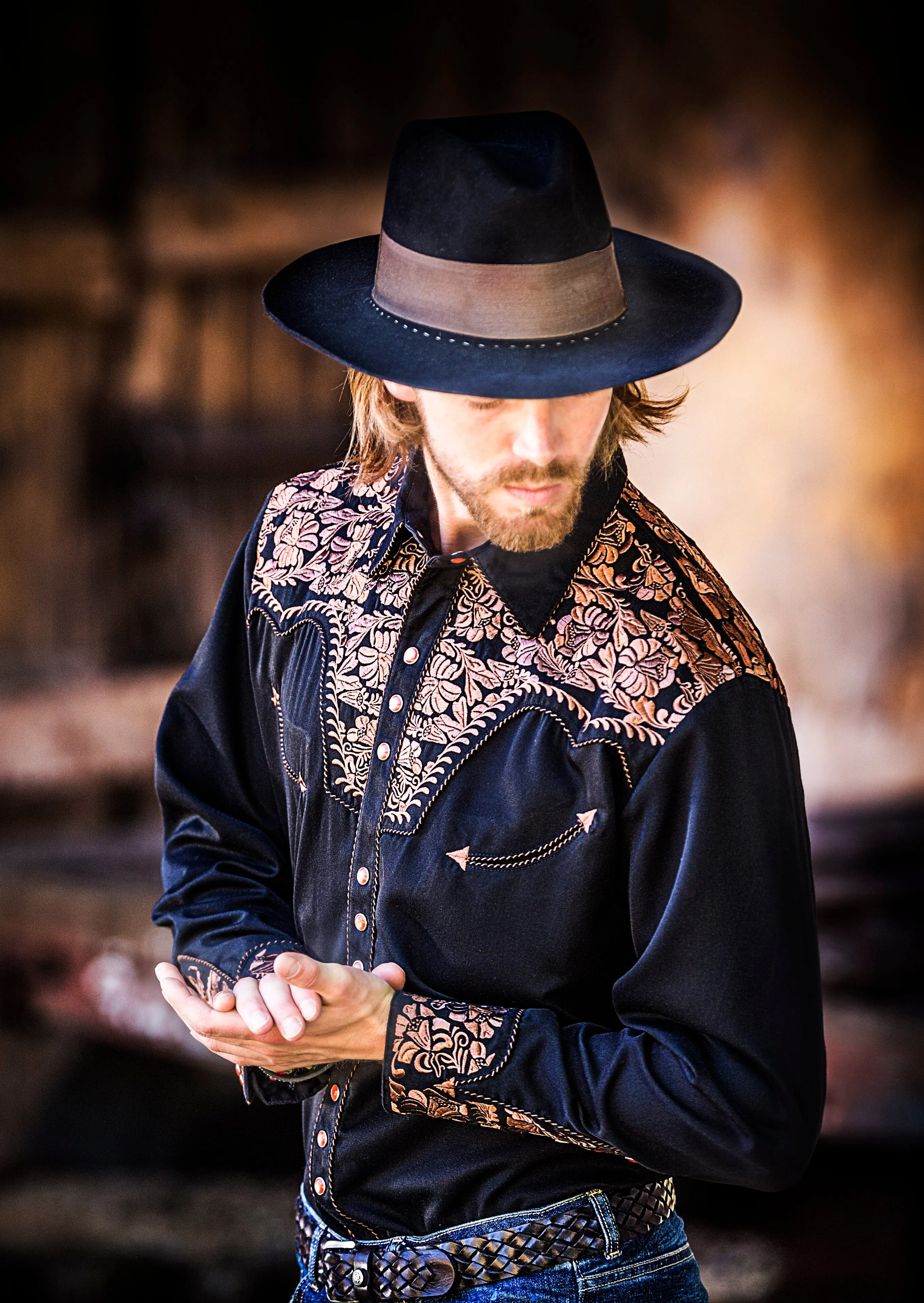 Shirt, Embroidered Western, Multiple Color Options, Style P-634