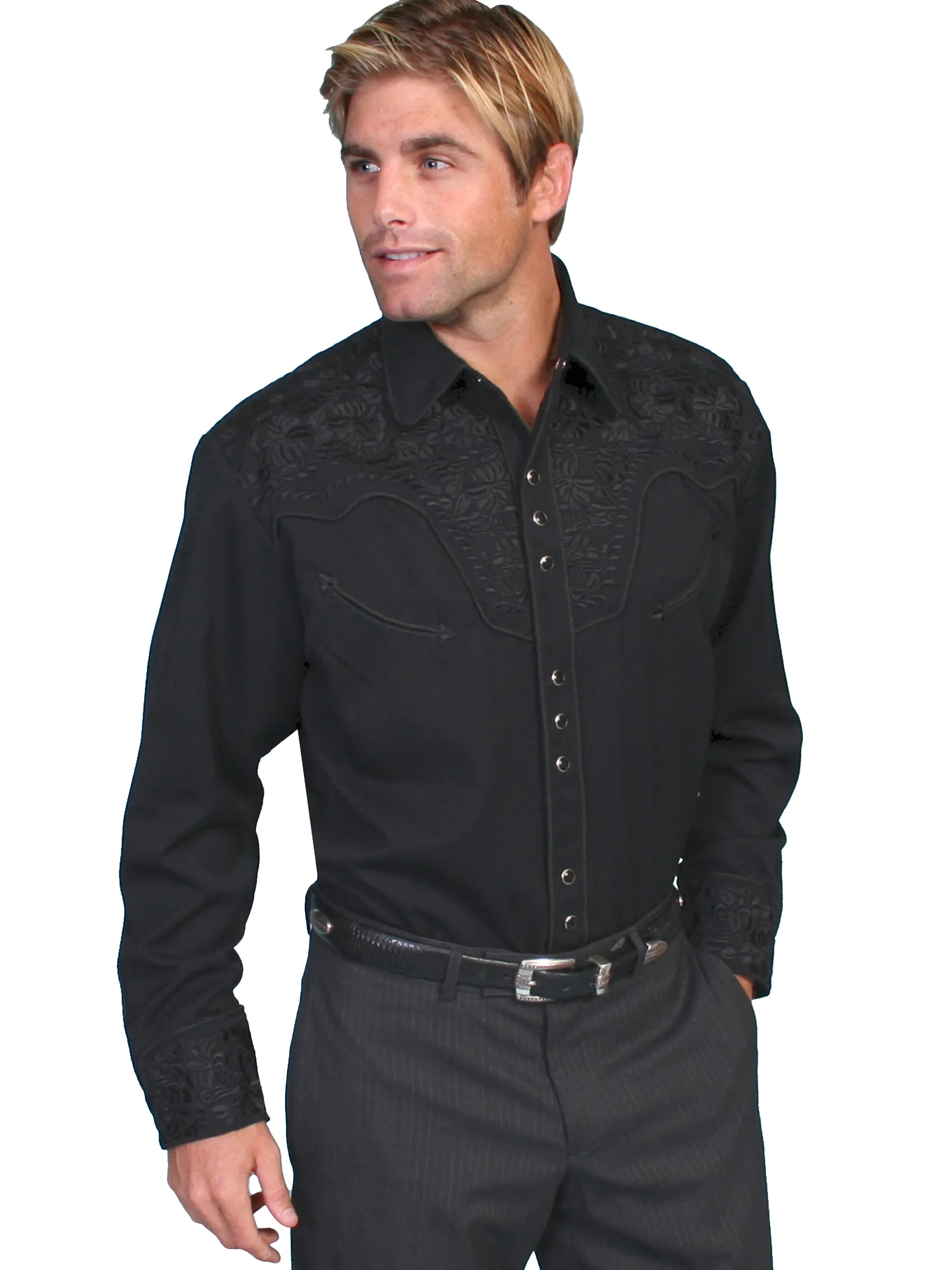 Shirt, Embroidered Western, Multiple Color Options, Style P-634