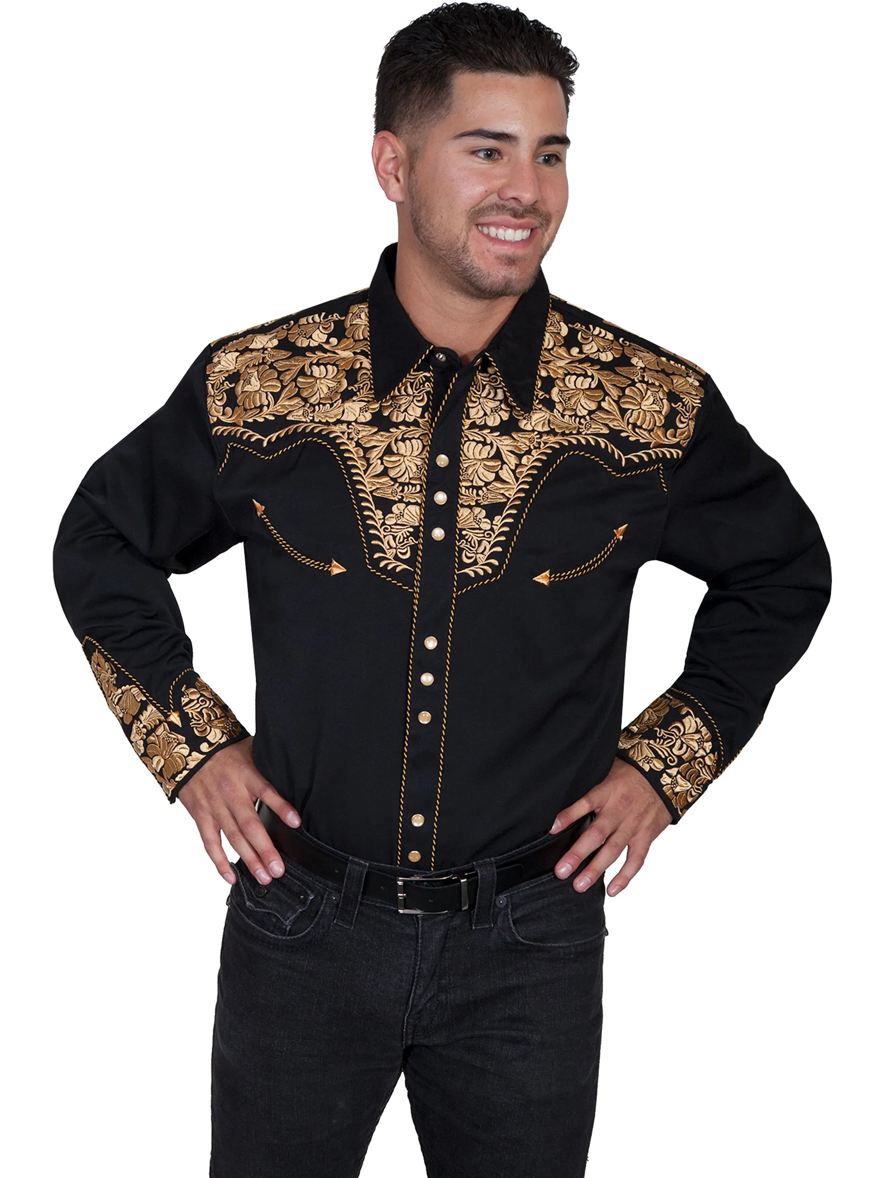 Shirt, Embroidered Western, Multiple Color Options, Style P-634