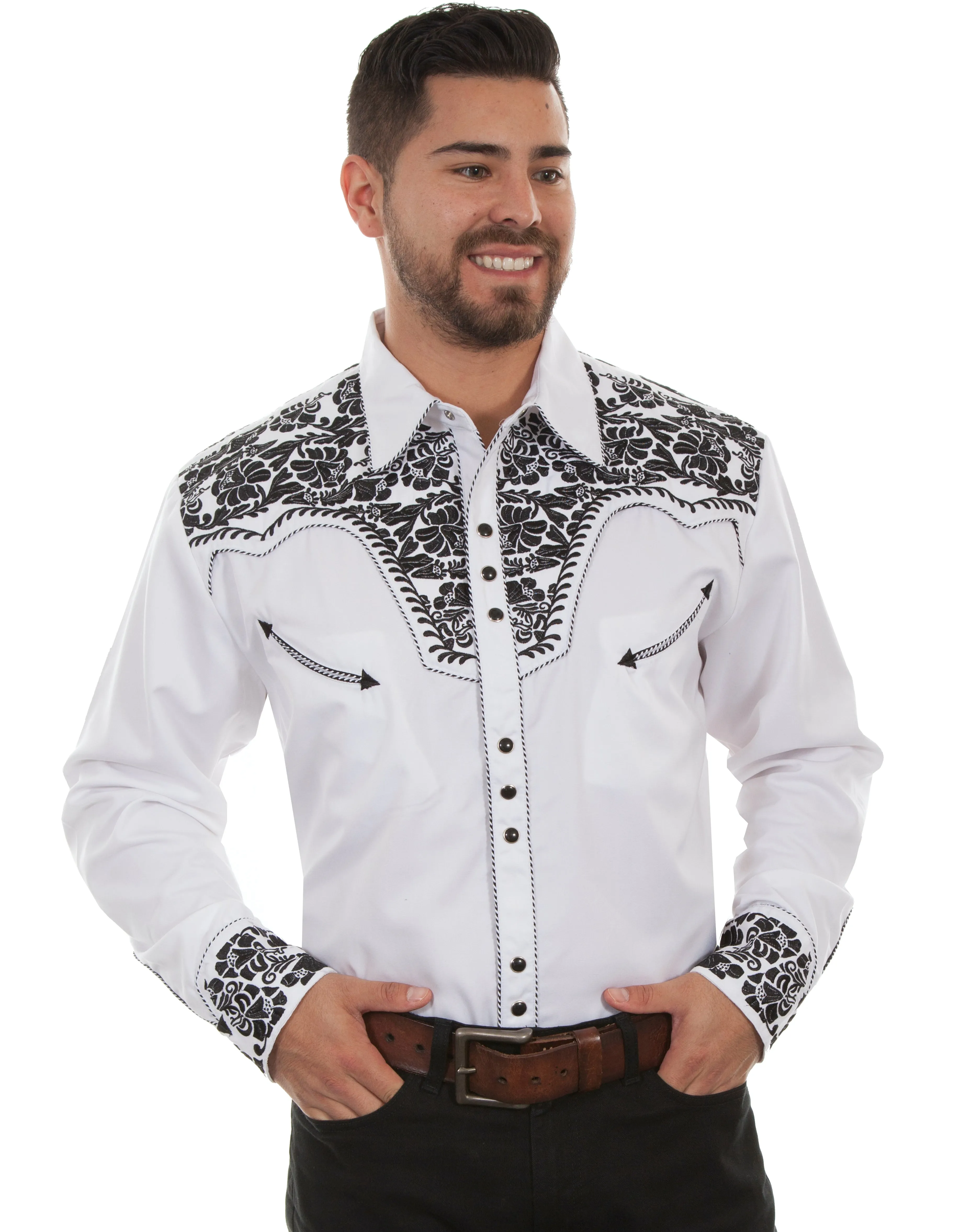 Shirt, Embroidered Western, Multiple Color Options, Style P-634
