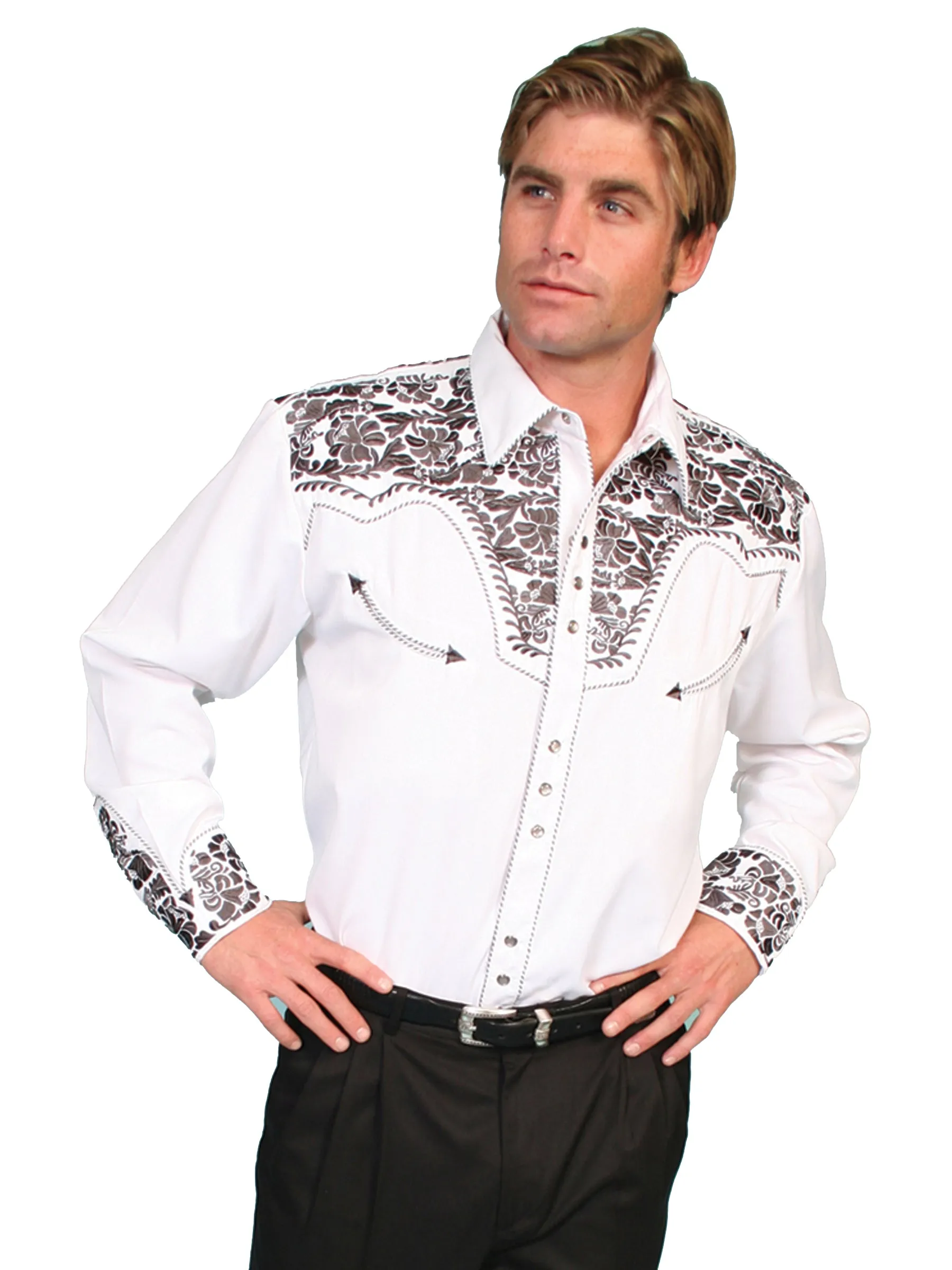 Shirt, Embroidered Western, Multiple Color Options, Style P-634