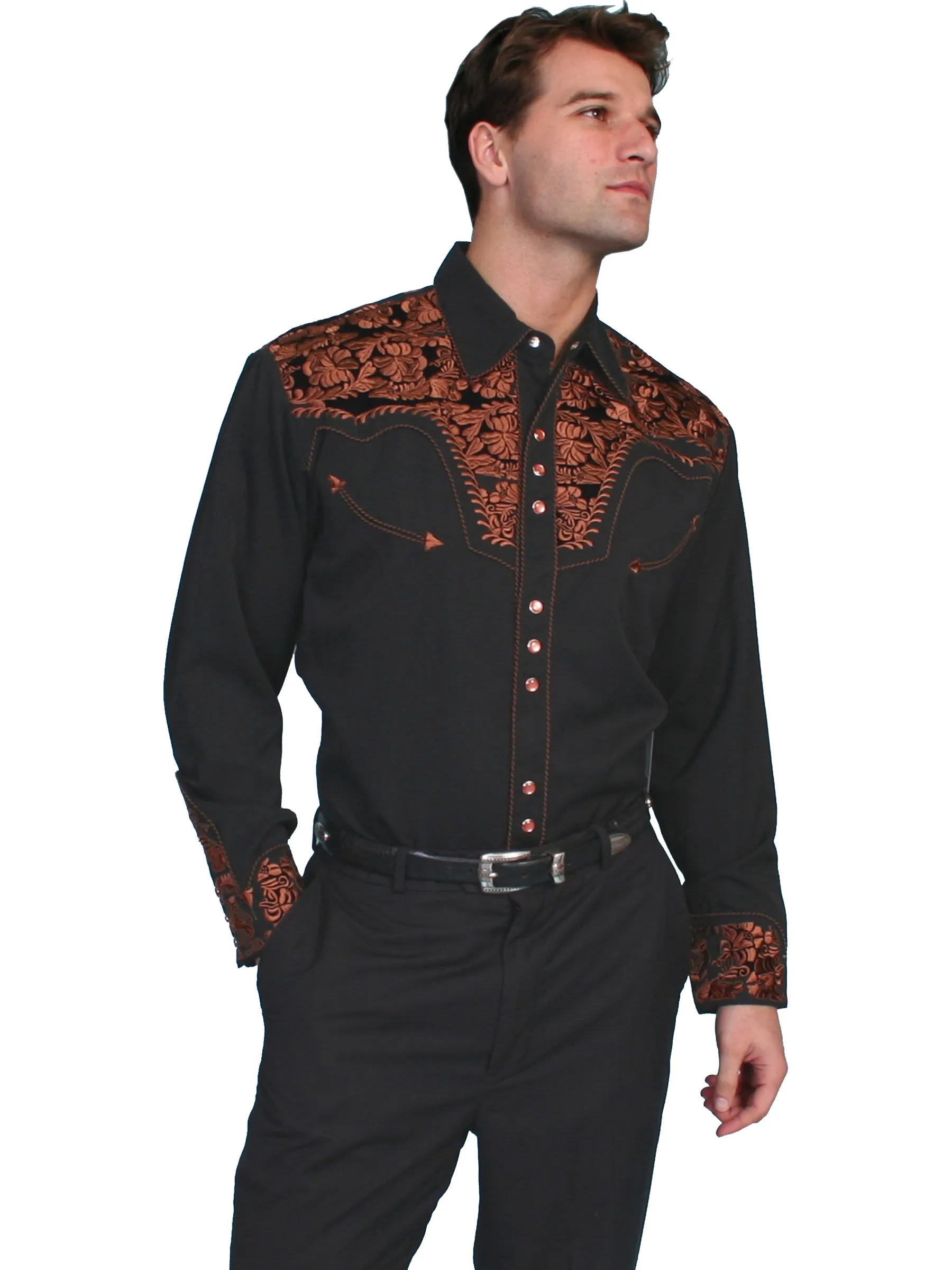 Shirt, Embroidered Western, Multiple Color Options, Style P-634